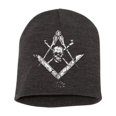 Memento Mori Freemason Skull And Bones Masonic Short Acrylic Beanie