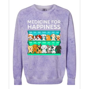 My Medicine For Happiness Called Dogs Every Day Dog Lover Colorblast Crewneck Sweatshirt