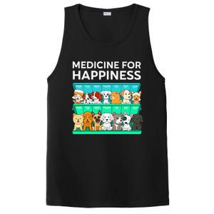 My Medicine For Happiness Called Dogs Every Day Dog Lover PosiCharge Competitor Tank