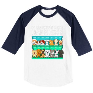 My Medicine For Happiness Called Dogs Every Day Dog Lover Baseball Sleeve Shirt