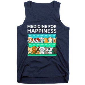 My Medicine For Happiness Called Dogs Every Day Dog Lover Tank Top