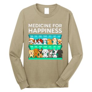 My Medicine For Happiness Called Dogs Every Day Dog Lover Long Sleeve Shirt