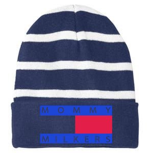 Mommy Milkers Funny Mom Striped Beanie with Solid Band