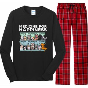 My Medicine For Happiness Called Cats Every Day Kitten Cat Long Sleeve Pajama Set