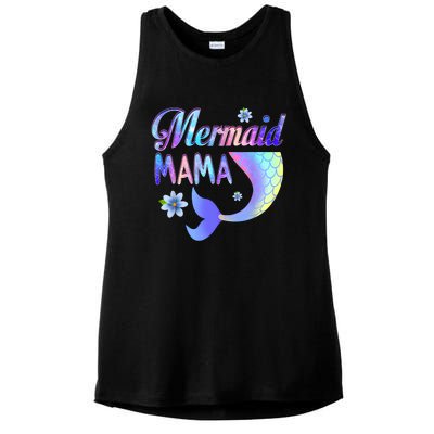 Mermaid Mama Funny Mermaid Mom Matching Party Ladies PosiCharge Tri-Blend Wicking Tank