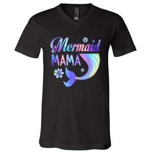 Mermaid Mama Funny Mermaid Mom Matching Party V-Neck T-Shirt