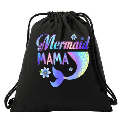 Mermaid Mama Funny Mermaid Mom Matching Party Drawstring Bag