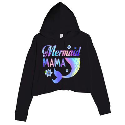 Mermaid Mama Funny Mermaid Mom Matching Party Crop Fleece Hoodie