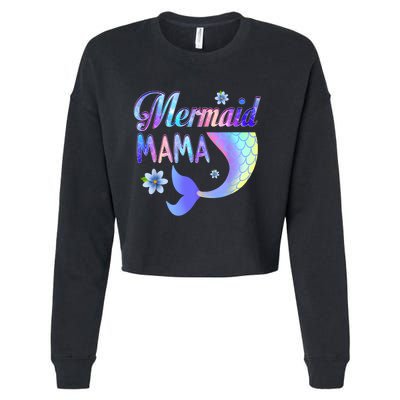 Mermaid Mama Funny Mermaid Mom Matching Party Cropped Pullover Crew