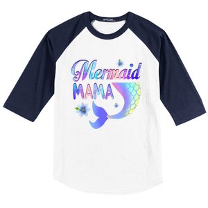 Mermaid Mama Funny Mermaid Mom Matching Party Baseball Sleeve Shirt