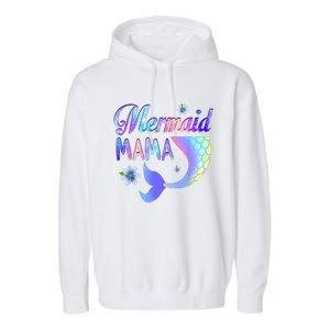 Mermaid Mama Funny Mermaid Mom Matching Party Garment-Dyed Fleece Hoodie