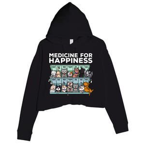 My Medicine For Happiness Called Cats Every Day Kitten Cat Gift Crop Fleece Hoodie