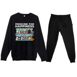 My Medicine For Happiness Called Cats Every Day Kitten Cat Gift Premium Crewneck Sweatsuit Set