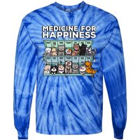 My Medicine For Happiness Called Cats Every Day Kitten Cat Gift Tie-Dye Long Sleeve Shirt