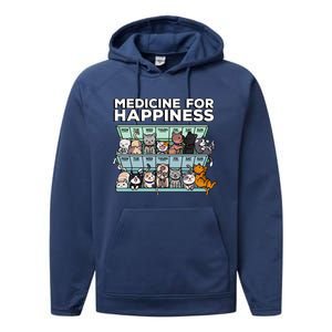 My Medicine For Happiness Called Cats Every Day Kitten Cat Gift Performance Fleece Hoodie