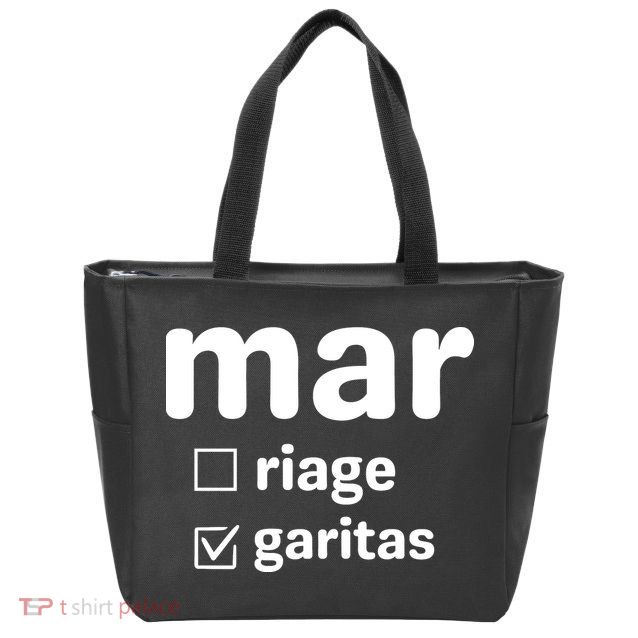 Marriage Margaritas Funny Zip Tote Bag
