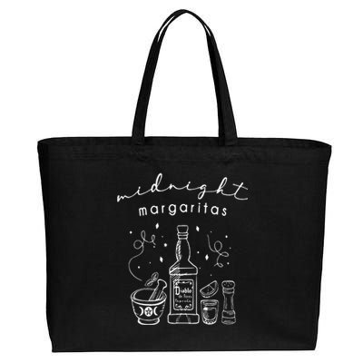 Midnight Margaritas Funny Halloween Witches Cotton Canvas Jumbo Tote