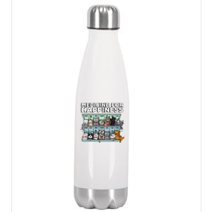 My Medicine For Happiness Called Cats Every Day Kitten Cat Gift Stainless Steel Insulated Water Bottle