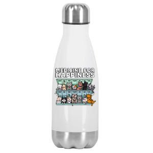 My Medicine For Happiness Called Cats Every Day Kitten Cat Gift Stainless Steel Insulated Water Bottle