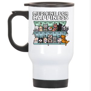 My Medicine For Happiness Called Cats Every Day Kitten Cat Gift Stainless Steel Travel Mug