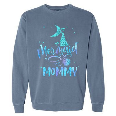 Mermaid Mommy Funny Family Matching Party Squad Garment-Dyed Sweatshirt