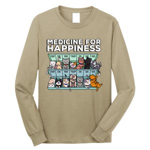 My Medicine For Happiness Called Cats Every Day Kitten Cat Long Sleeve Shirt