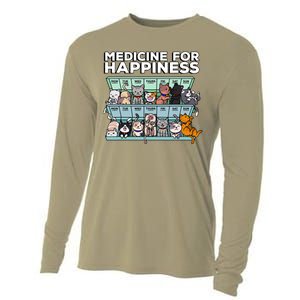 My Medicine For Happiness Called Cats Every Day Kitten Cat Cooling Performance Long Sleeve Crew