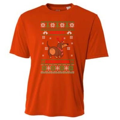 Merry Myass Funny Ugly Christmas Dachshund Dog Lovers Funny Gift Cooling Performance Crew T-Shirt