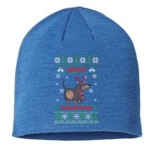 Merry Myass Funny Ugly Christmas Dachshund Dog Lovers Funny Gift Sustainable Beanie