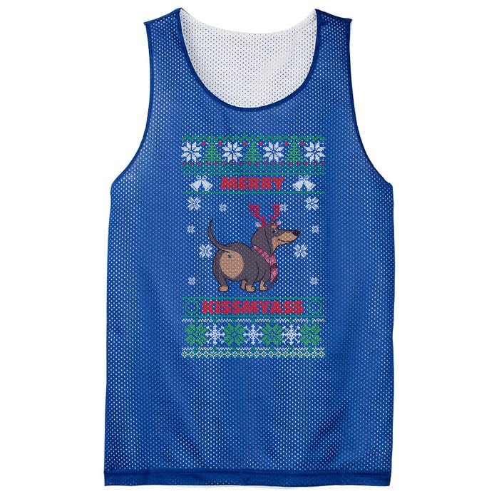 Merry Myass Funny Ugly Christmas Dachshund Dog Lovers Funny Gift Mesh Reversible Basketball Jersey Tank