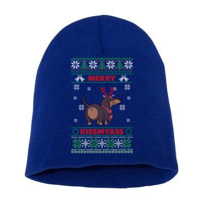 Merry Myass Funny Ugly Christmas Dachshund Dog Lovers Funny Gift Short Acrylic Beanie