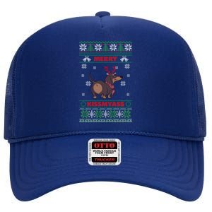 Merry Myass Funny Ugly Christmas Dachshund Dog Lovers Funny Gift High Crown Mesh Back Trucker Hat