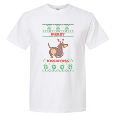 Merry Myass Funny Ugly Christmas Dachshund Dog Lovers Funny Gift Garment-Dyed Heavyweight T-Shirt