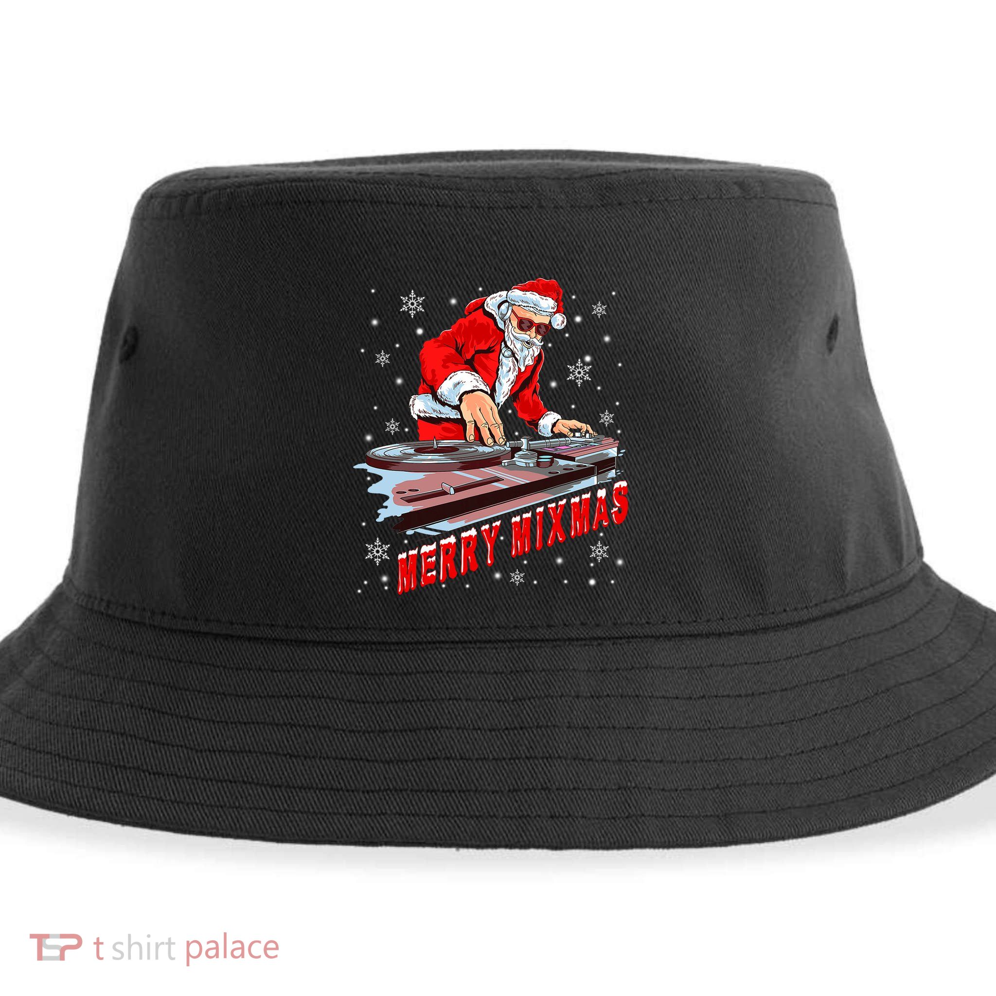 Merry Mixmas Funny Dj Musician Santa Claus Christmas Sustainable Bucket Hat