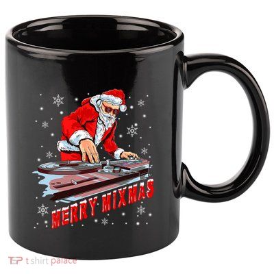 Merry Mixmas Funny Dj Musician Santa Claus Christmas 11oz C Handle Ceramic Mug
