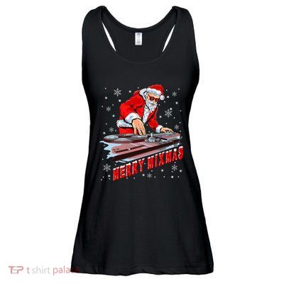 Merry Mixmas Funny Dj Musician Santa Claus Christmas Ladies Essential Flowy Tank