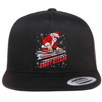 Merry Mixmas Funny Dj Musician Santa Claus Christmas Flatbill Hat
