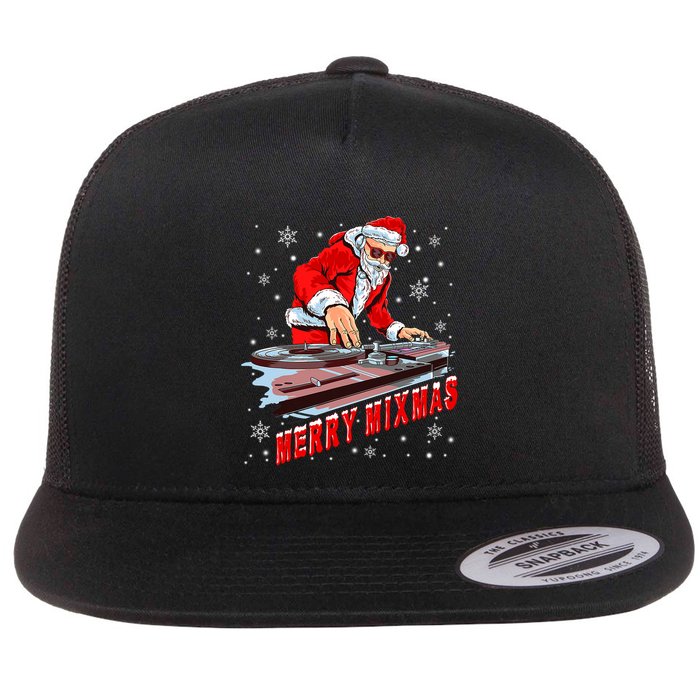 Merry Mixmas Funny Dj Musician Santa Claus Christmas Flatbill Hat