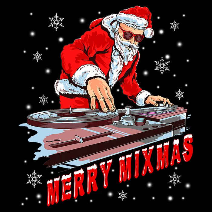 Merry Mixmas Funny Dj Musician Santa Claus Christmas Flatbill Hat