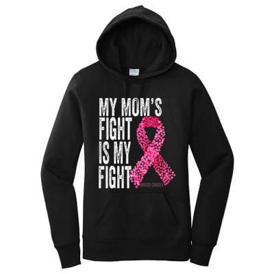 My Moms Fight Is My Fight Breast Cancer Awareness Gifts Women's Pullover Hoodie