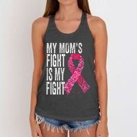 My Moms Fight Is My Fight Breast Cancer Awareness Gifts Women's Knotted Racerback Tank