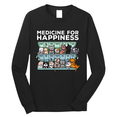 My Medicine For Happiness Called Cats every day Long Sleeve Shirt