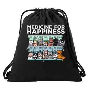 My Medicine For Happiness Called Cats every day Drawstring Bag