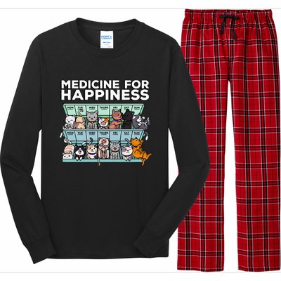 My Medicine For Happiness Called Cats every day Long Sleeve Pajama Set