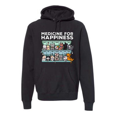 My Medicine For Happiness Called Cats every day Premium Hoodie