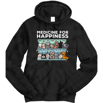 My Medicine For Happiness Called Cats every day Tie Dye Hoodie