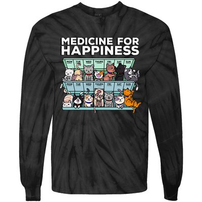 My Medicine For Happiness Called Cats every day Tie-Dye Long Sleeve Shirt