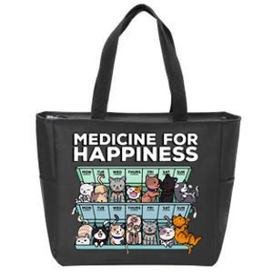 My Medicine For Happiness Called Cats every day Zip Tote Bag