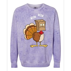 Meow Meow Funny Turkey Thanksgiving Colorblast Crewneck Sweatshirt