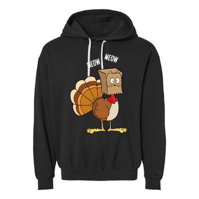 Meow Meow Funny Turkey Thanksgiving Garment-Dyed Fleece Hoodie